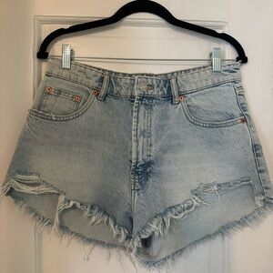 Denim Frayed Hem Women Shorts